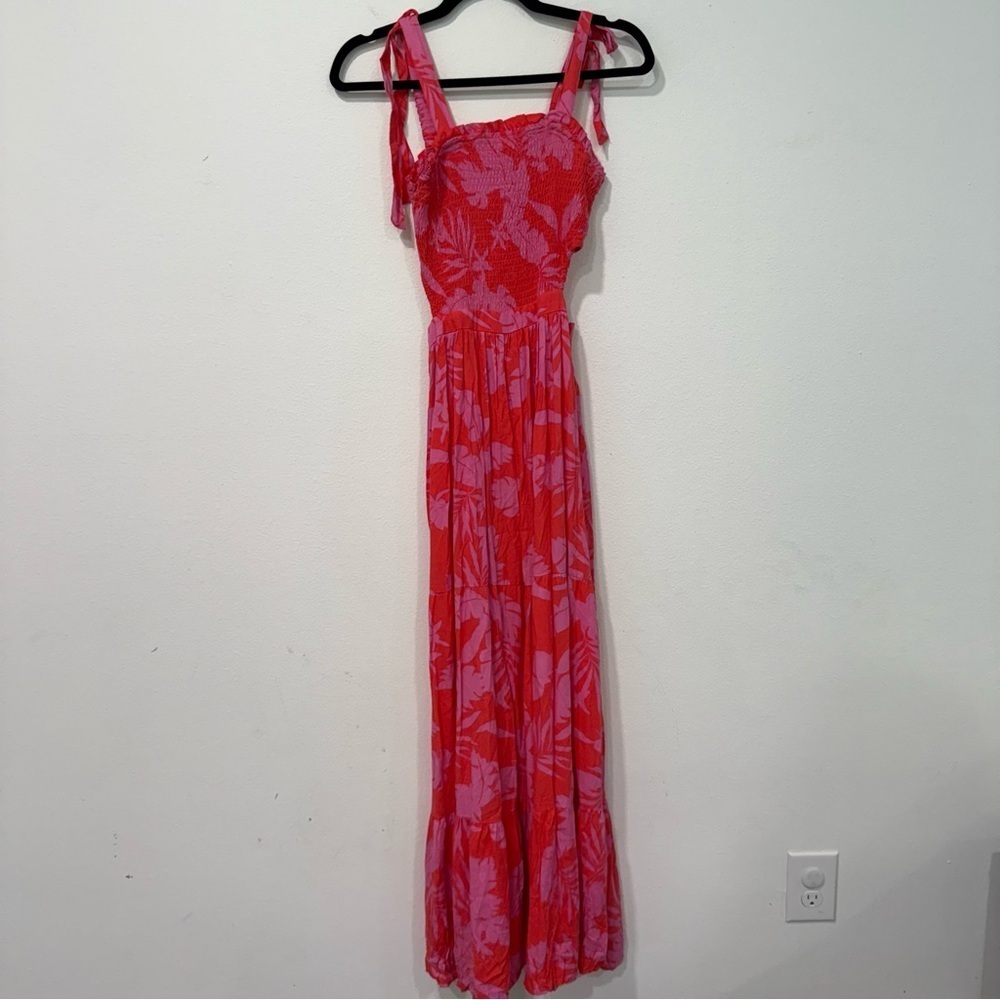 Japna Pink Red Floral Cut Out Maxi Dress S